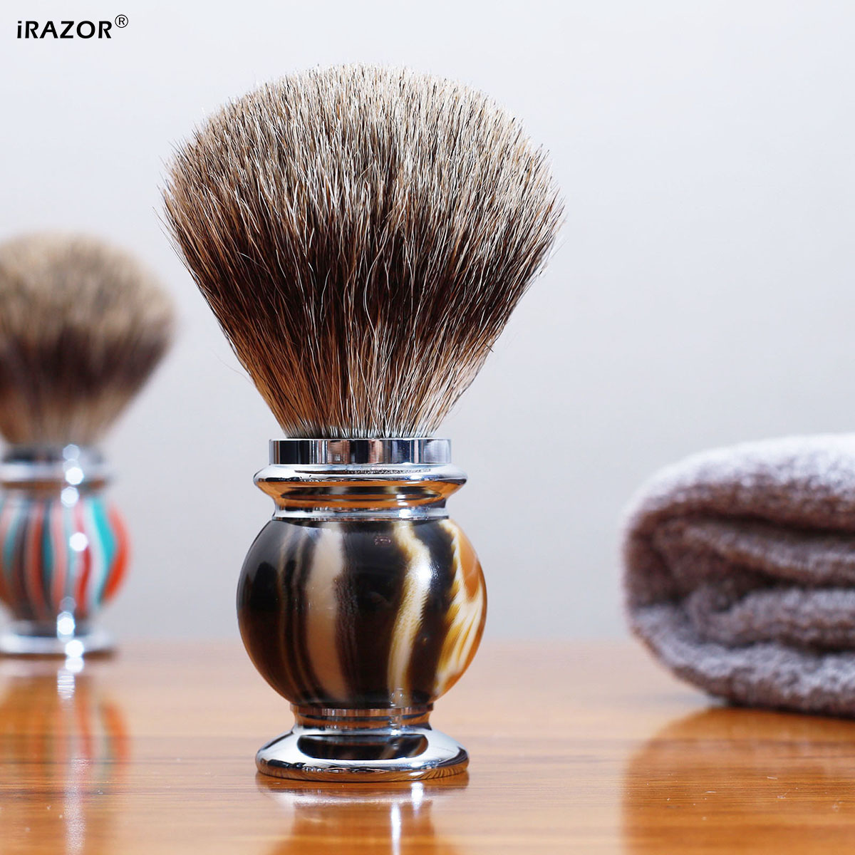 Men Grooming Hygiene - Sikat Cukur iRAZOR Silvertip untuk Pria,