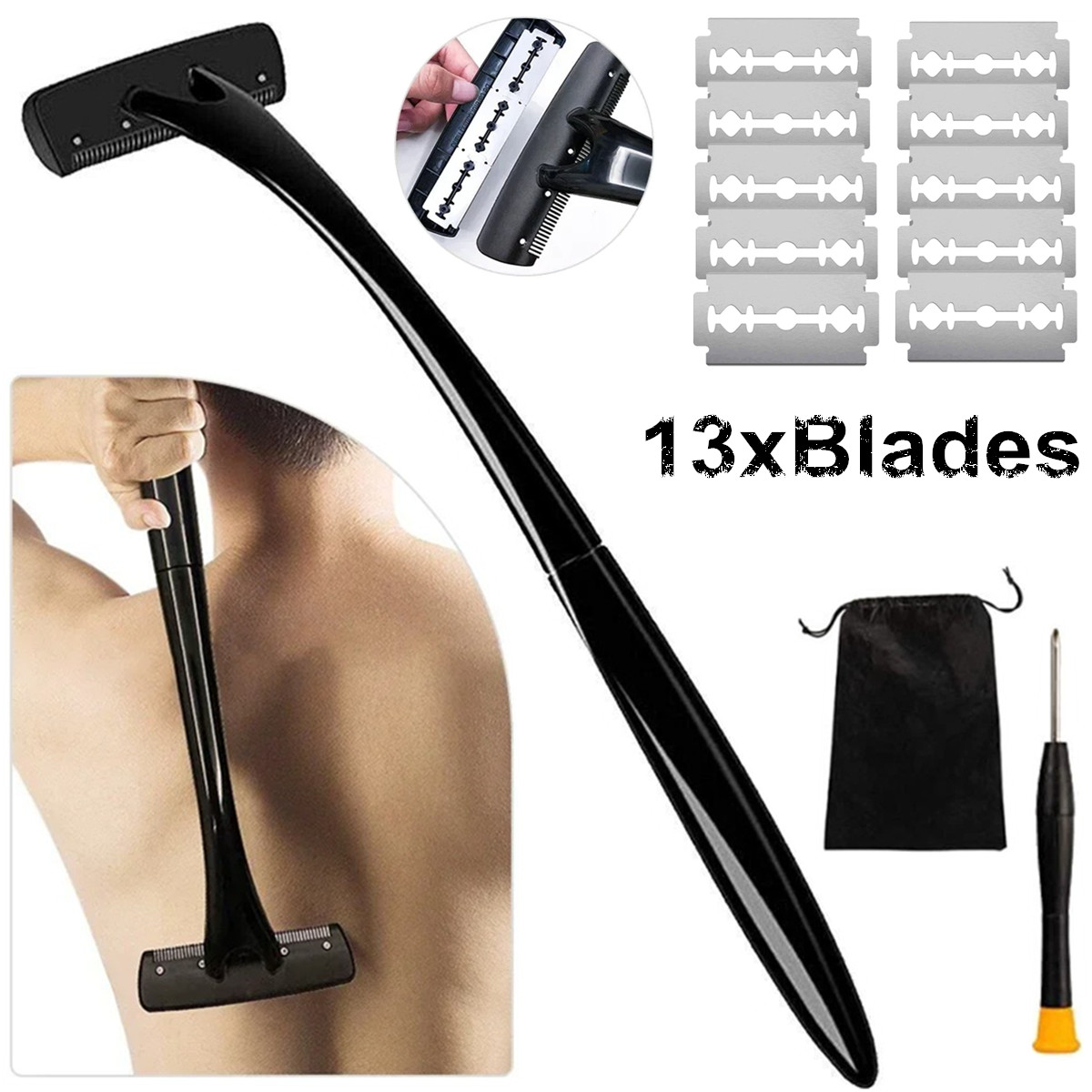 Men'S Grooming Hair Removal - Pencukur Punggung Gagang Panjang untuk Pria,